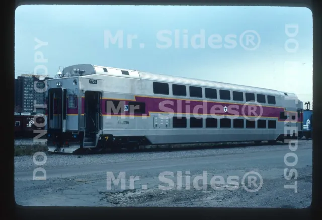 Original Slide MBTA Boston New Bi-Level Cab/Coach 1720 Allston MA 1991