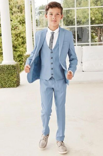 Boys Suits Light Blue 3 Pieces Page Boy Wedding Suit Party Prom Suit Dinner Suit