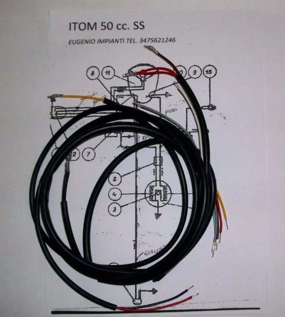 Impianto Elettrico Electrical Wiring Moto Itom 50 Super Sport+Schema Elettrico