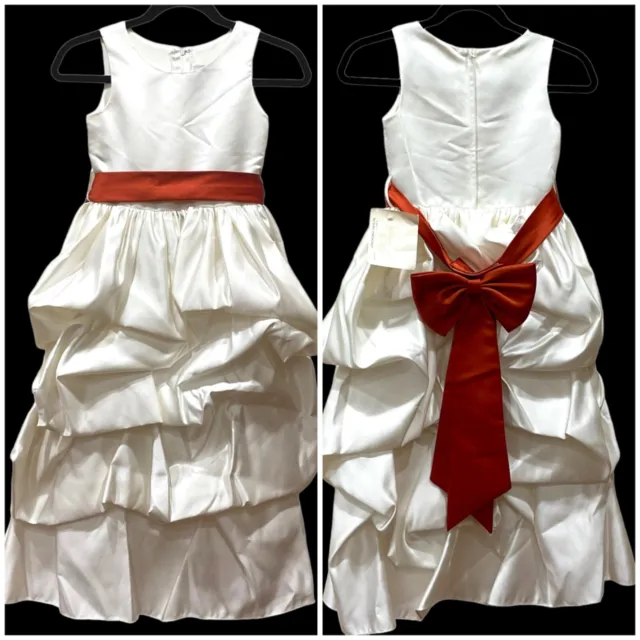 Alfred Angelo Flower Girl Sz 8 $160 6433 Mini Bridesmaid Ivory with  Ribbon Bow