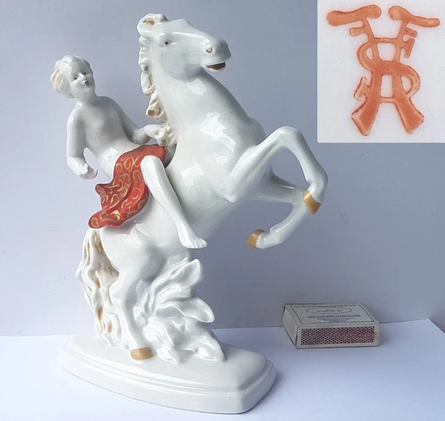 Porcellana Donna Nuda Cavallerizza Alzato Cavallo Fasold &stauch Circa 1930 M552
