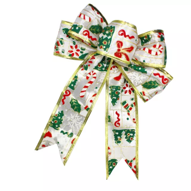 4 Pcs Christmas Gift Wrapping Bows Ribbon Bowknot Ornaments