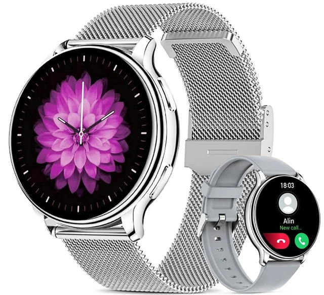 Smartwatch Donna E01, Orologio Sportivo Con Funzione Telefono, Fitness Tracker, Argento - Foto 2