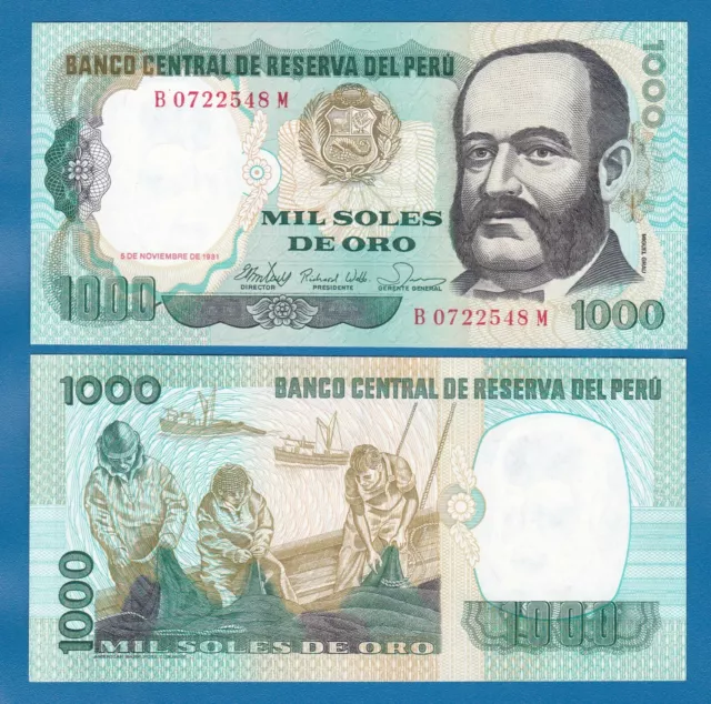 Peru 1000 SOLES DE Oro P 122 1981 UNC