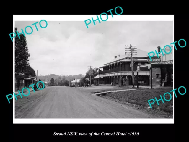 OLD LARGE HISTORIC PHOTO OF STROUD NEW SOUTH WALES THE CENTRAL HOTEL c1930