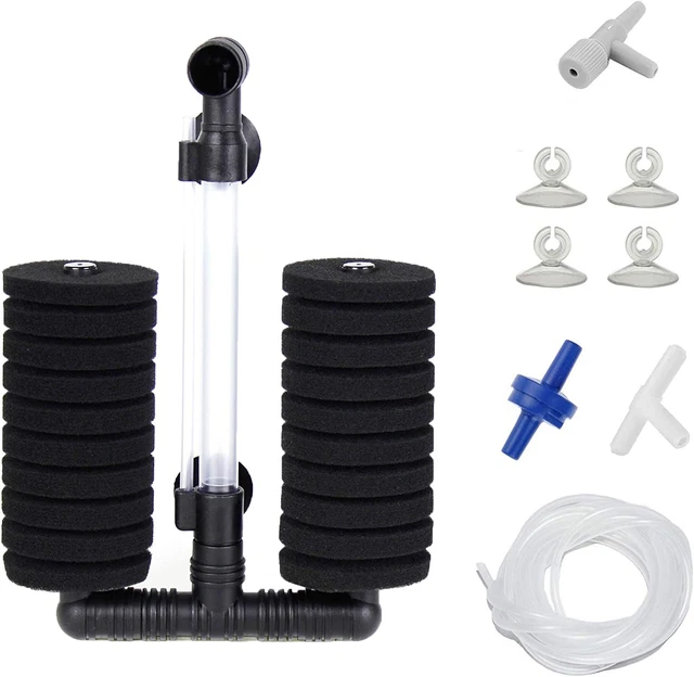 Double Bio Sponge Filter, for Fry, Betta, Shrimp, Nano Aquarium Fish Tank with A
