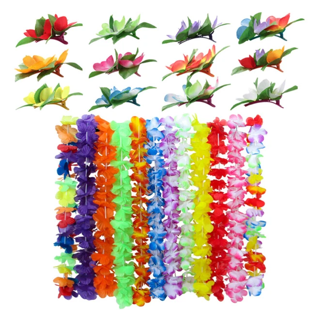 24 Pcs Banquet Pinces À Cheveux Plumeria Hawaïen Collier D'été