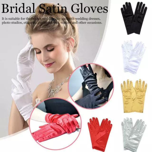 Ladies Short Wrist Gloves Smooth Satin For Party Dress Wedding Evening Prom