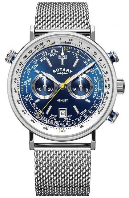 Rotary | Cronografo Henley Da Uomo | Bracciale In Maglia D'acciaio | GB05235/05