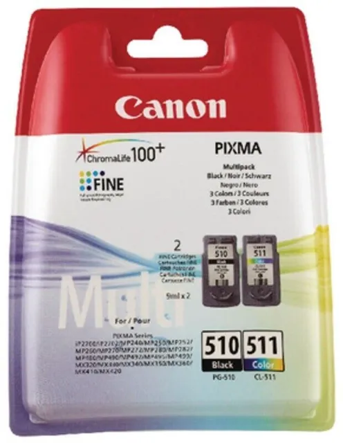 Canon Cartucce Inkjet MultiPack PG-510 CL-511 Originali Nero + Tri-Colore