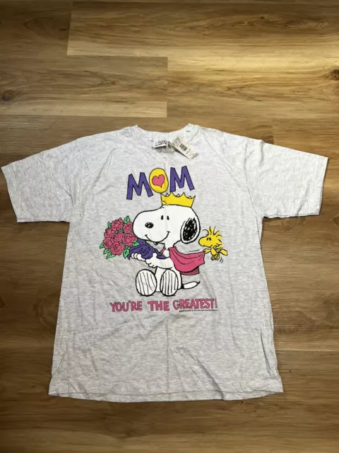 Vintage 1958 1965 Peanuts Mom You’re the Greatest Grey Snoopy Large T Shirt VTG