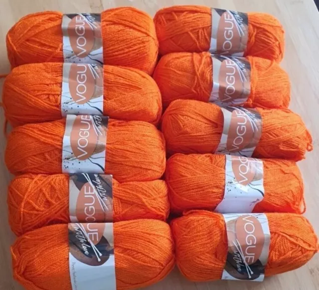 VogueWithLove Dk Knitting Crochet Yarn Wool  10Balls Total Weight 850g Orange