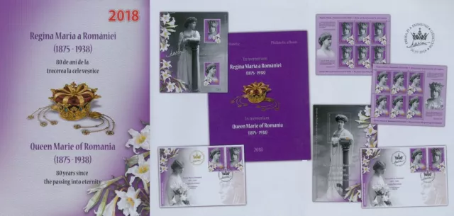 Rumänien 2018 Königin Maria,Edinburgh,Missy Mi.7422-23 A,KB,Block 756,757,FDC