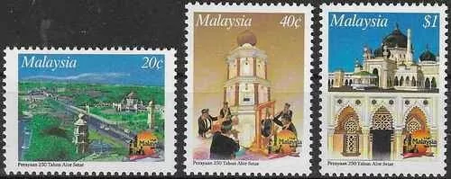 Timbres (dont Musique, Mosquée) Malaisie 449/451 ** (69852EE)