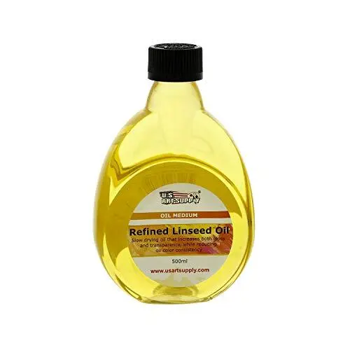 - Refined Linseed Oil -, 500ml / 16.9 Fluid Ounce Container