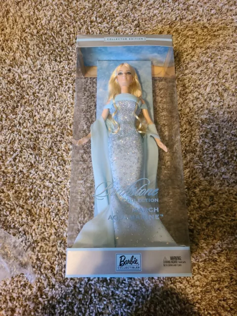 2002 Mattel Birthstone Collection March Aquamarine Barbie Doll B3411 New In Box