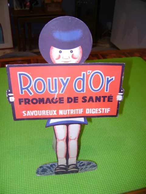 Ancien Carton Publicitaire Plv Rouy D'or Fromage De Sante