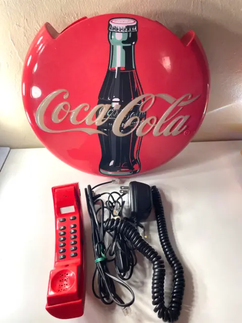 Vintage 1998 Coca Cola Button Telephone Round Disc Light Up Landline Telephone