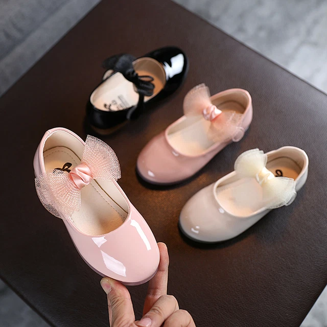Toddler Infant Kids Baby Girls Soft Princess Butterfly Knot Leather Flat Shoes