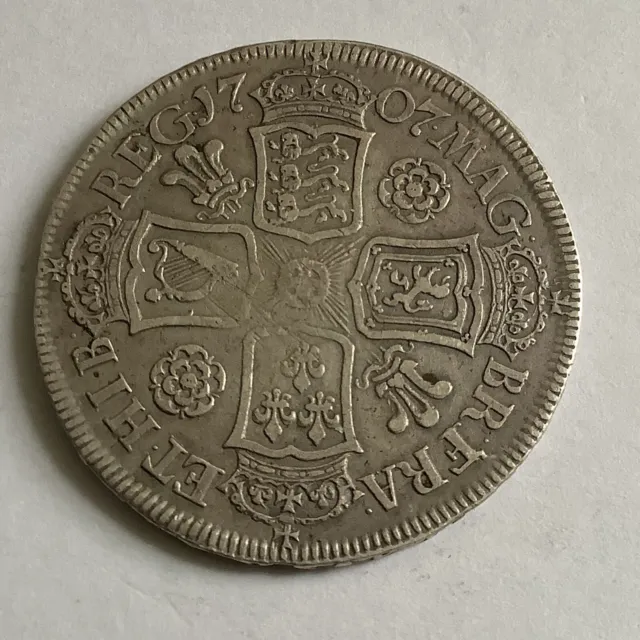 Great Britain Queen Anne Halfcrown Half-Crown 1707 Sexto Silver AW584