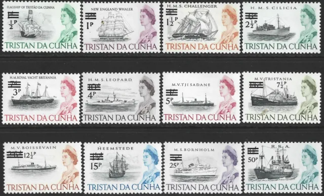 Tristan Da Cunha 1971 Surcharged Set of 12  SG.137/148 Mint (MNH)