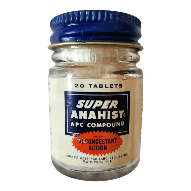 VTG SUPER ANAHIST Cough Syrup Medicine Clear Glass Jar Bottle w Cap