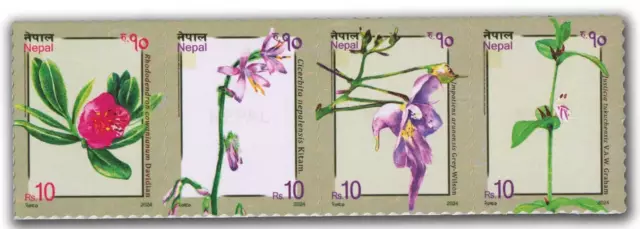 NEPAL 2024 Blume, Flora, einheimische Pflanzen, Natur, 4 V neuwertiges Set,...