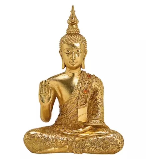 Buddha 31cm goldene Buddhafigur Budda ThaiBuddha Statue Feng Shui Dekoration