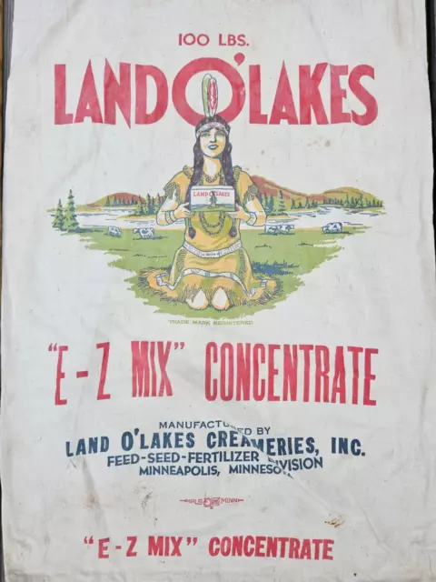 Vtg Land O Lakes Creameries Inc. 100 Lb Feed Bag Minn, Mn.