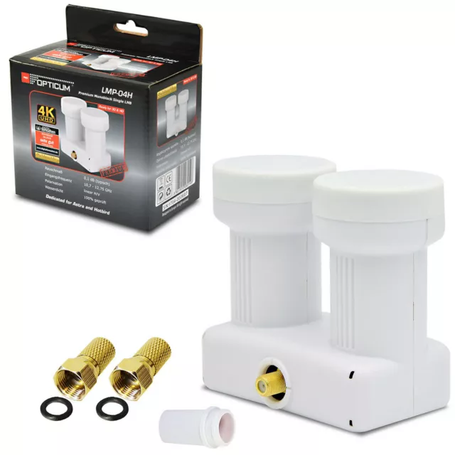 Doppel LNB DIGITAL Single 0,1dB Monoblock Astra Hotbird 6,2 Grad HD 1 Teilnehmer