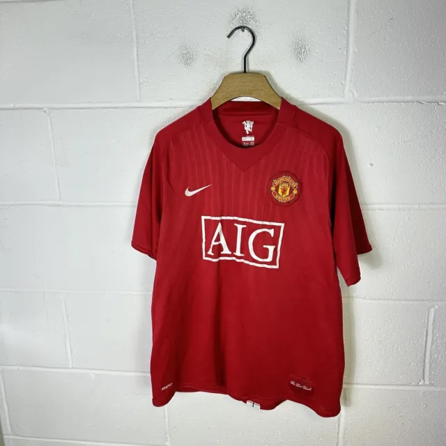 Manchester United Football Shirt Mens Large Red Nike 2007/09 Home #10 Rooney UTD