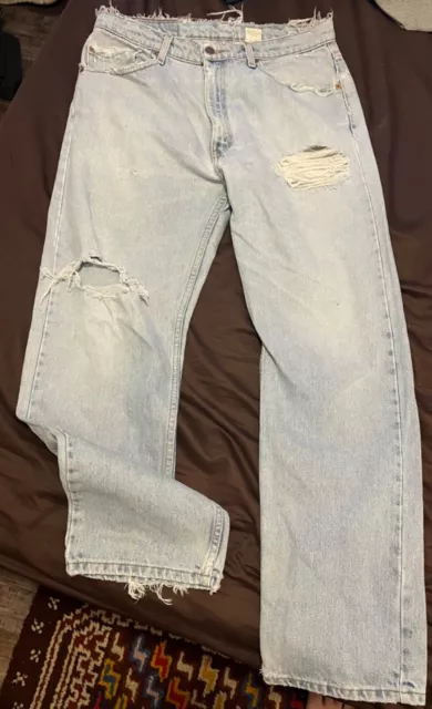 80’s 90’s Levi’s 505 red tab jeans distressed thrashed 34x30