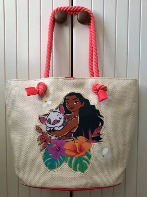 Disney Store Gorgeous Moana 🌺 Lined Woven Beach/Swim/Swimming Bag/Handbag/Tote