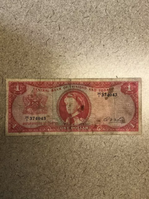 Trinidad and Tobago 1 Dollar ND (1964) P-26b Queen Elizabeth II