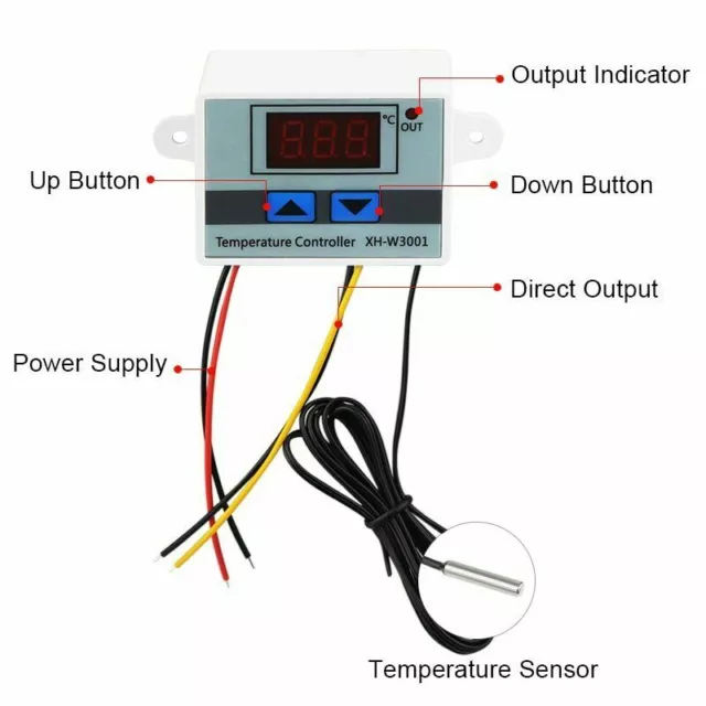 W3001 Incubator Digital Temperature Controller Thermostat Switch Probe Tester 2