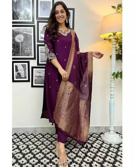Salwar Kameez Heavy Banana Chanderi Silk Indian Suit Wear Designer Dress Wear