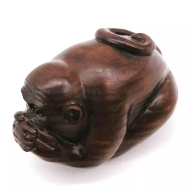 Japanese Wooden NETSUKE "Monkey" Antique Hand Carved Animal Interior OTA693