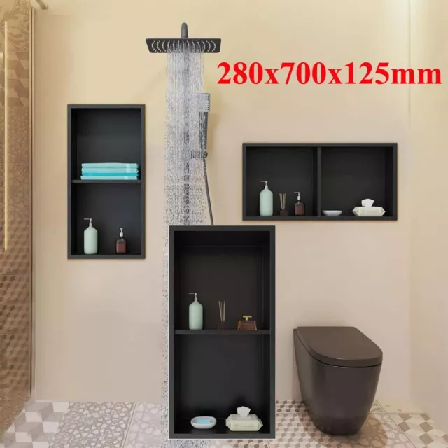 Bathroom 304 Stainless Steel Shower Niche Recessed Storage Shelf Wall Organizer