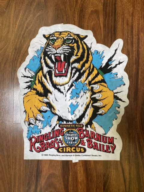 VIntage RINGLING BROS BARNUM & BAILEY CIRCUS Placard Poster Stiff Felt Tiger !!!