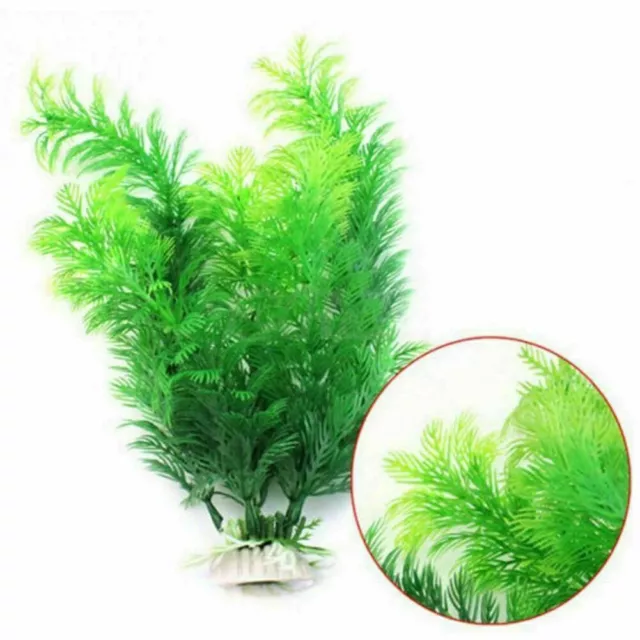 Erba artificiale acquario ornamento pianta acquatica plastica per pesci grande vasca - NUOVO