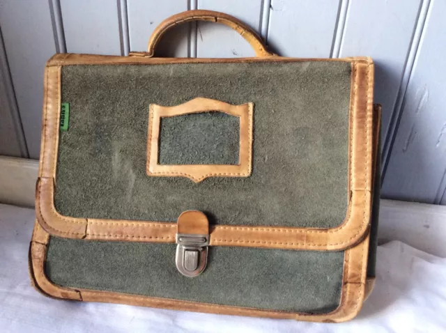 CARTABLE VINTAGE 80 TANN S daim vert kaki G EUR 59 00 PicClick FR
