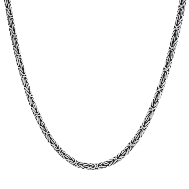 Silverly Collana a Catena Bizantina 4.3 mm Bali Argento Sterling .925 Ossidato