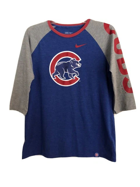 Chicago Cubs Long Sleeve Nike T Shirt L Athletic Cut Mens