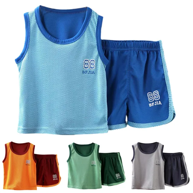 Toddler Kids Baby Boy Basketball Jersey Vest Tank Tops+Shorts Outfit T-Shirt Set