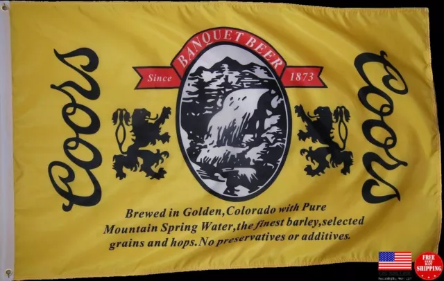 Coors Banquet Beer 3x5 Flag Banner Man Cave USA Garage Wall Bar Advertising New