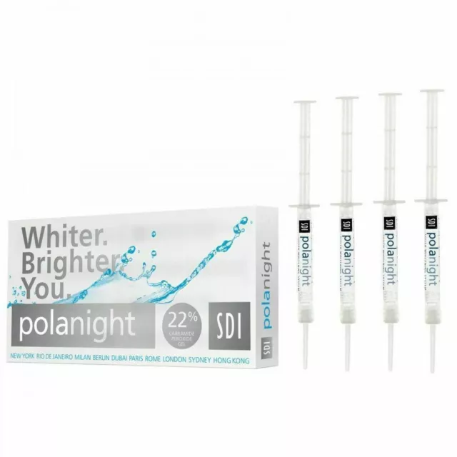 SDI Pola Night Kit 22% Dental Tooth Whitening Bleach Kit of 4 X 3gm Syringes. SDI Pola Night Kit 22% Dental Tooth Whitening Bleach Kit of 4 X 3gm Syringes.