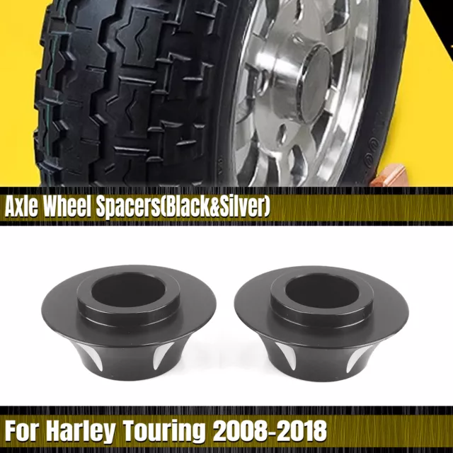 2pcs Black White Front Tapered Axle Wheel Spacers For Harley Touring 2008-2018