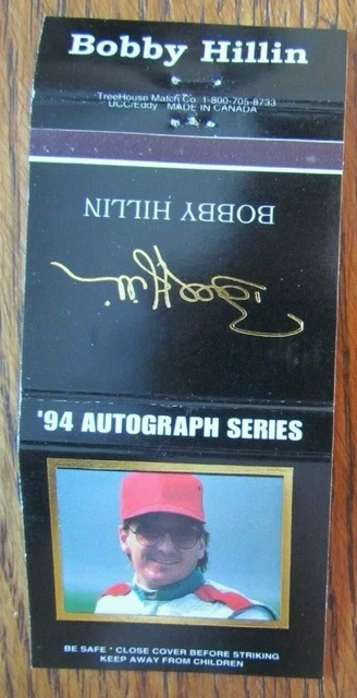 Nascar Racing Car Driver Bobby Hillin Matchbook Cover Empty 1994 Matchcover -D4