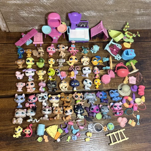 Lot 50 + Figures Hasbro VTG Littlest Pet Shop LPS Animals & Accessories (B)