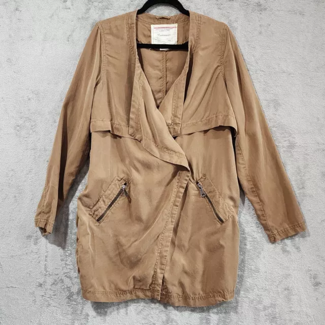 Anthropologie Cartonnier Womens Trench Coat Brown Medium Sightseer Flowy NO BELT